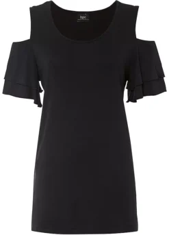 Fluted Sleeve Cold Shoulder Top -Lush Fit Store Fluted Sleeve Cold Shoulder Top910036FRSC