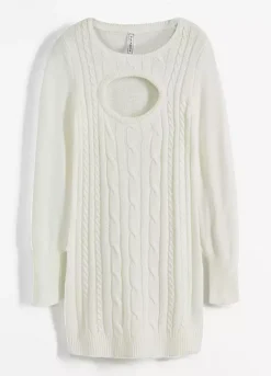 Front Cut-Out Cable Knit Dress -Lush Fit Store Front Cut Out Cable Knit Dress910875FRSC