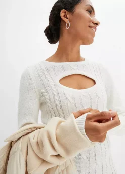 Front Cut-Out Cable Knit Dress -Lush Fit Store Front Cut Out Cable Knit Dress910875FRSP W03