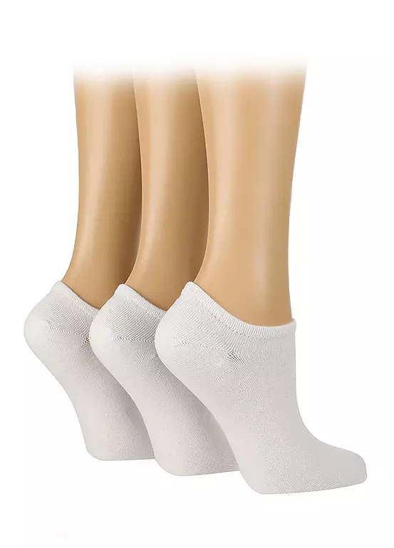 Glenmuir Ladies Pack Of 3 White Trainer Socks 4 Glenmuir Ladies Pack Of 3 White Trainer Socks - Image 2