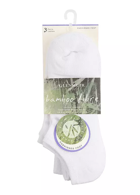 Glenmuir Ladies White Pack Of 3 Sport Socks 3 Glenmuir Ladies White Pack Of 3 Sport Socks