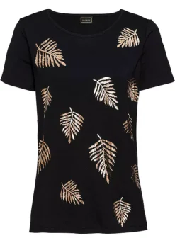 Glitter Leaf Print Top -Lush Fit Store Glitter Leaf Print Top955209FRSC