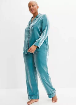 Glossy Satin Pyjamas -Lush Fit Store Glossy Satin Pyjamas910140FRSB W01