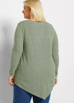 Graphic Print Hanky Hem Top -Lush Fit Store Graphic Print Hanky Hem Top977103FRSB W01