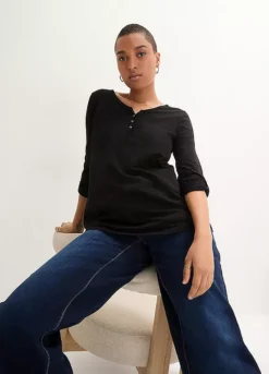 Henley Neckline Tunic -Lush Fit Store Henley Neckline Tunic977376FRSP W01