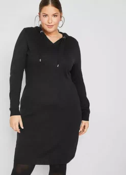 Hooded Knee-Length Knit Dress