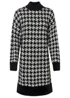 Houndstooth Knitted Dress -Lush Fit Store Houndstooth Knitted Dress914658FRSC