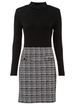 Houndstooth Two Tone Dress -Lush Fit Store Houndstooth Two Tone Dress978721FRSC