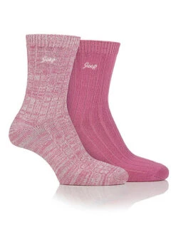 Jeep Ladies 2 Pack Cerise/Cream Performance Polyester Socks