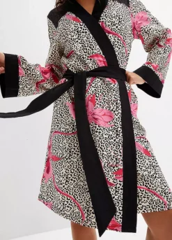 Kimono Leopard Print Lace Bathrobe -Lush Fit Store Kimono Leopard Print Lace Bathrobe937921FRSP W02