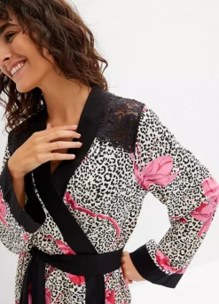 Kimono Leopard Print Lace Bathrobe -Lush Fit Store Kimono Leopard Print Lace Bathrobe937921FRSP W03