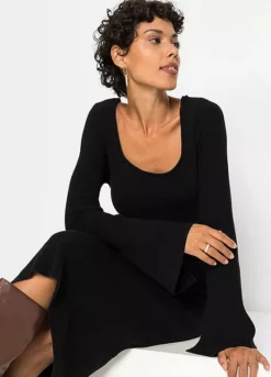 Knitted Square Neck Dress -Lush Fit Store Knitted Square Neck Dress967982FRSP W02