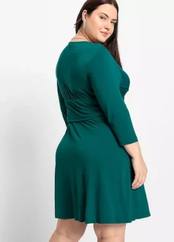 Knotted Three-Quarter Sleeve Jersey Dress -Lush Fit Store Knotted Three Quarter Sleeve Jersey Dress952441FRSB W01
