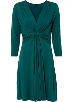Knotted Three-Quarter Sleeve Jersey Dress -Lush Fit Store Knotted Three Quarter Sleeve Jersey Dress952441FRSC