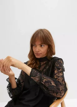 Lace Sleeve Blouse -Lush Fit Store Lace Sleeve Blouse950164FRSP W02