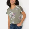 Lace Trim Floral T-Shirt -Lush Fit Store Lace Trim Floral T Shirt915857FRSP