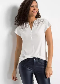 Lacy Henley Shirt -Lush Fit Store Lacy Henley Shirt945725FRSP W01