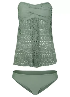Lacy Tiered Tankini -Lush Fit Store Lacy Tiered Tankini977447FRSC