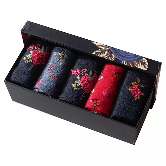 Ladies Pack Of 5 Socks In A Blue Floral Gift Box 3 Ladies Pack Of 5 Socks In A Blue Floral Gift Box