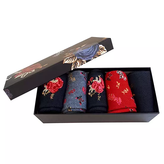 Ladies Pack Of 5 Socks In A Blue Floral Gift Box 4 Ladies Pack Of 5 Socks In A Blue Floral Gift Box - Image 2