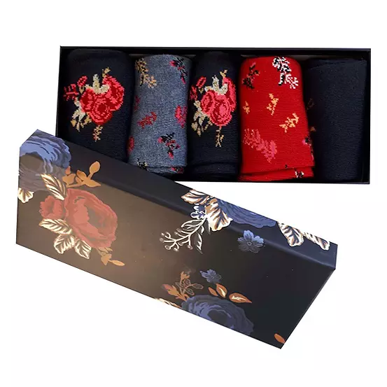 Ladies Pack Of 5 Socks In A Blue Floral Gift Box 5 Ladies Pack Of 5 Socks In A Blue Floral Gift Box - Image 3