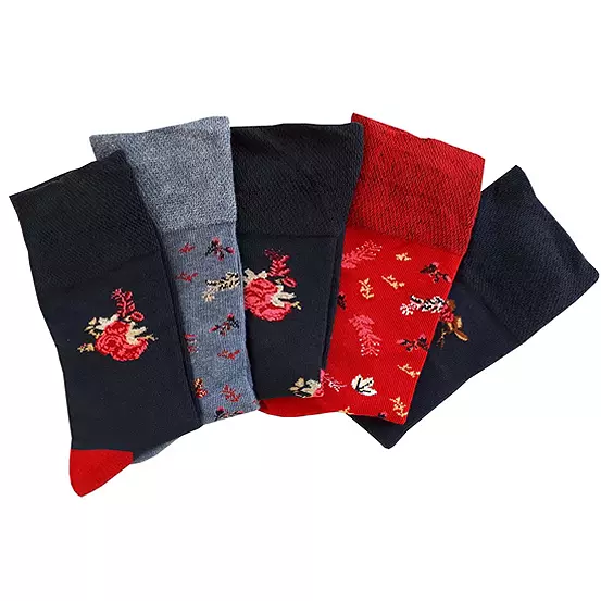 Ladies Pack Of 5 Socks In A Blue Floral Gift Box 7 Ladies Pack Of 5 Socks In A Blue Floral Gift Box - Image 5