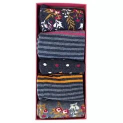 Ladies Pack Of 5 Socks In A Pink Floral Gift Box -Lush Fit Store Ladies Pack of 5 Socks in a Pink Floral Gift Box36J203FRSP W02