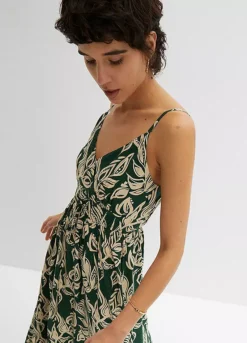 Leaf Print Smocked Maxi Dress -Lush Fit Store Leaf Print Smocked Maxi Dress951091FRSP W02