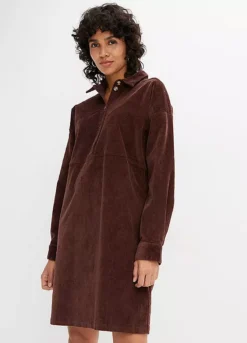 Long Sleeve Cord Shirt Dress