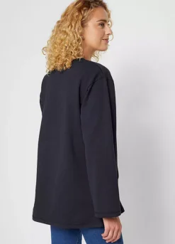 Longline Logo Print Sweatshirt -Lush Fit Store Longline Logo Print Sweatshirt971698FRSP W01