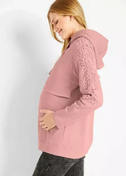 Maternity Lace Trim Hoodie -Lush Fit Store Maternity Lace Trim Hoodie919435FRSP W01