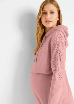 Maternity Lace Trim Hoodie -Lush Fit Store Maternity Lace Trim Hoodie919435FRSP W02