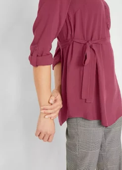 Maternity Tie Waist Blouse -Lush Fit Store Maternity Tie Waist Blouse931369FRSP W03