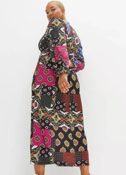 Multi Print V-Neck Maxi Dress -Lush Fit Store Multi Print V Neck Maxi Dress905385FRSB W01