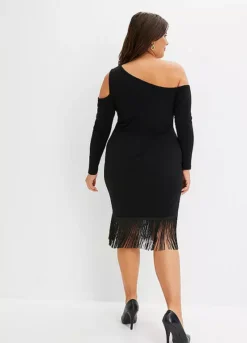 One Shoulder Fringed Dress -Lush Fit Store One Shoulder Fringed Dress937207FRSB W01