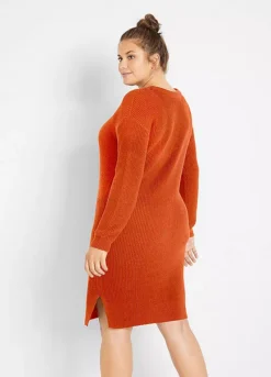 Oversize Side Slit Knitted Dress -Lush Fit Store Oversize Side Slit Knitted Dress967285FRSB W01