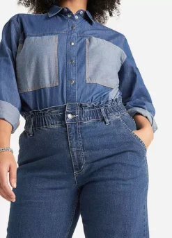 Paper Bag Waist Jeans -Lush Fit Store Paper Bag Waist Jeans945457FRSB W02