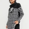 Pointy Hem Houndstooth Sweatshirt