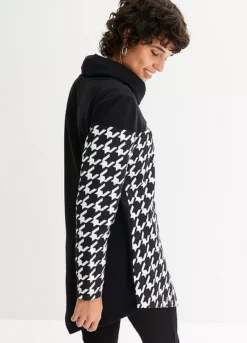 Pointy Hem Houndstooth Sweatshirt -Lush Fit Store Pointy Hem Houndstooth Sweatshirt952216FRSP W01