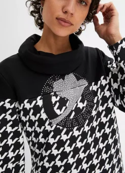 Pointy Hem Houndstooth Sweatshirt -Lush Fit Store Pointy Hem Houndstooth Sweatshirt952216FRSP W02