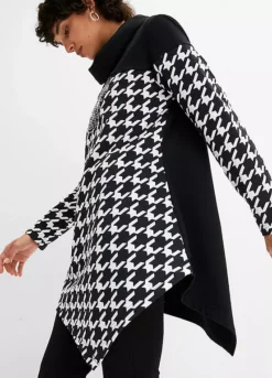 Pointy Hem Houndstooth Sweatshirt -Lush Fit Store Pointy Hem Houndstooth Sweatshirt952216FRSP W03