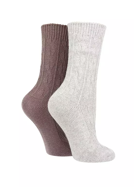 Pringle Ladies 2 Pack Cashmere Blend Cable Knit Socks 3 Pringle Ladies 2 Pack Cashmere Blend Cable Knit Socks