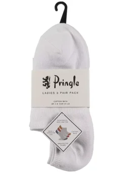 Pringle Ladies Pack Of 3 White Trainer Socks