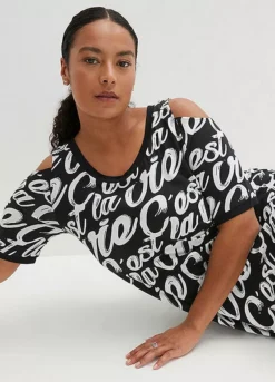 Print Cold Shoulder Dress -Lush Fit Store Print Cold Shoulder Dress951387FRSB W02