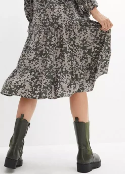 Printed Chiffon Midi Dress -Lush Fit Store Printed Chiffon Midi Dress952988FRSP W03