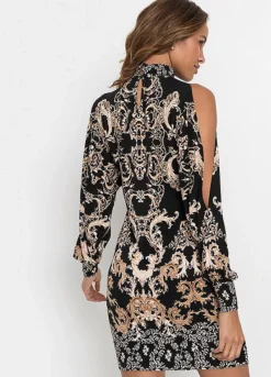 Printed Cold Shoulder Dress -Lush Fit Store Printed Cold Shoulder Dress914608FRSP W01