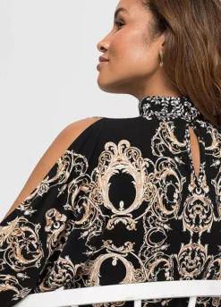 Printed Cold Shoulder Dress -Lush Fit Store Printed Cold Shoulder Dress914608FRSP W03