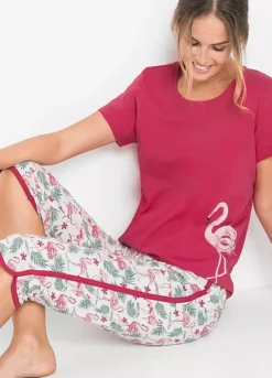 Printed Cropped Pyjamas -Lush Fit Store Printed Cropped Pyjamas922810FRSP W02