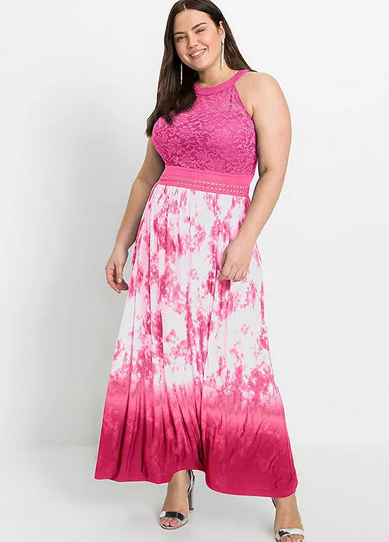 Printed Lace Detail Maxi Dress 3 Printed Lace Detail Maxi Dress