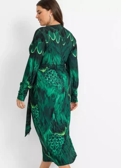 Printed Midi Wrap Party Dress -Lush Fit Store Printed Midi Wrap Party Dress976118FRSB W01